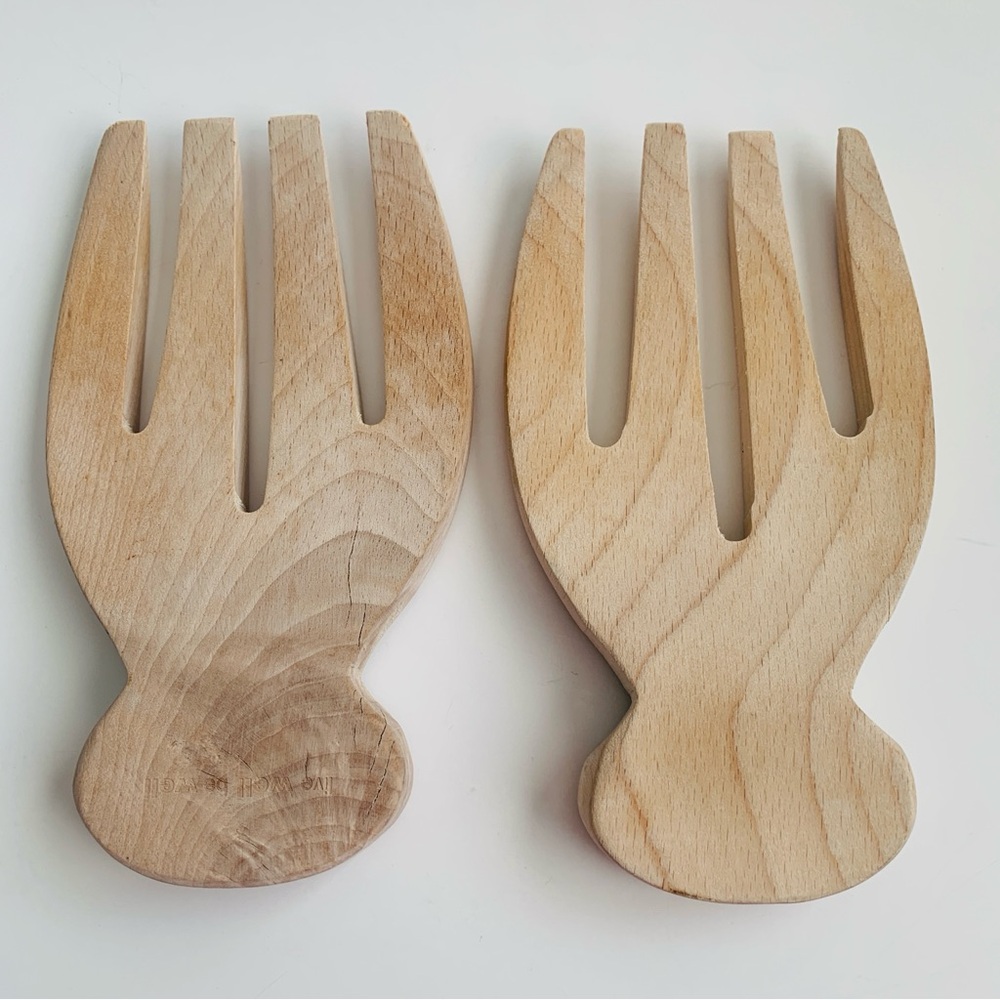 Wooden Salad Forks Salad Hands Serving Utensils - Picture 2 of 11